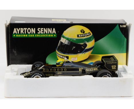 Minichamps, Ayrton Senna Racing Car Collection, scale 1:18 Lotus Renault 97T, 1985, showcase, boxed. (1 item)
