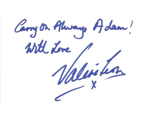 James Bond Valerie Leon signed 6x4 white card inscribed Carry on Always Adam with Love Valerie Leon. Valerie Therese Leon bor