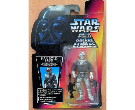 Star Wars, miniature action figure of Han Solo, complete in the box. The packaging shows some sigh of wear however this does 