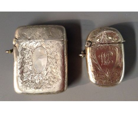 A Victorian silver rectangular vesta case, chased with maple leaves, hinged cover, William Harrison Walter, Birmingham 1888; 