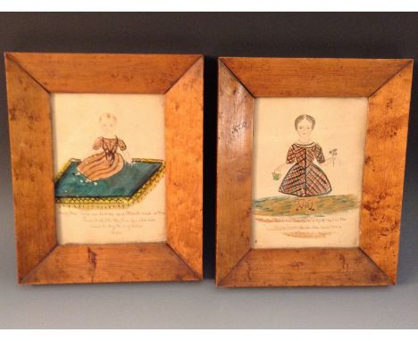English Naive School (19th century), a pair of portrait miniatures, Children, inscribed Martha and Mary Ann Blaies, born ** A