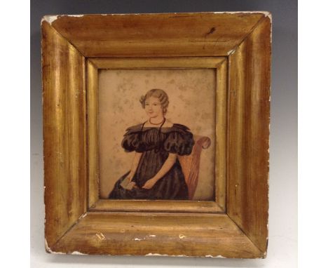 English School (19th century) 
Portrait of Sarah Brown of Sheffield, Aged 13 
watercolour, inscribed to verso, 14cm x 12.5cm
