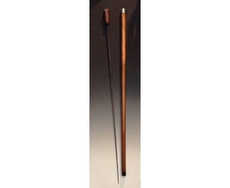 An early 20th century malacca sword stick, 83cm blade, segmented hardwood pommel, inscribed to ferule *eld's Patent 517790, 9