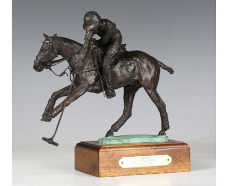 Rich Roenisch - 'Winner 14-18 Goal League P.C.P.C. 1995', a late 20th century American cast bronze equestrian figure of a pol