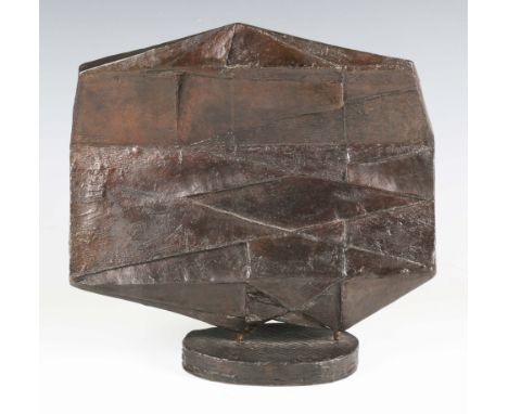 Margaret Lovell - 'Zig-Zag-Wall', a late 20th century brown patinated cast bronze sculpture, limited edition number 3 of 4 ca