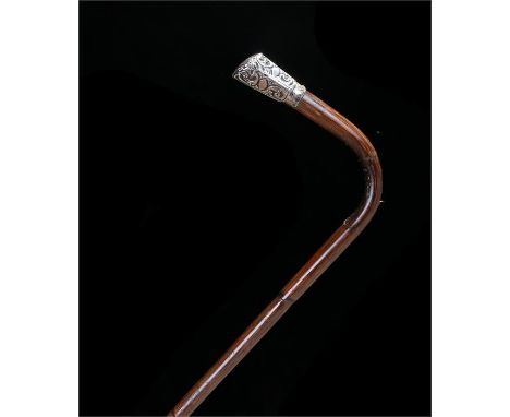 Ladies malacca hem / skirt lifter stick with silver mount to the handle London 1904 length 89.5cm