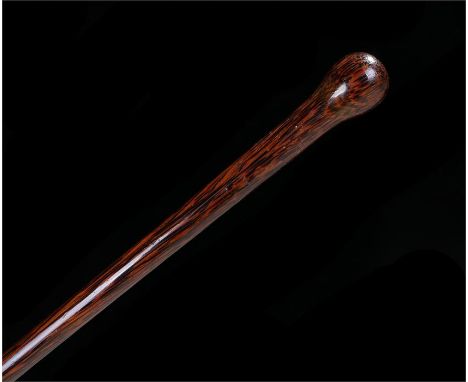 Partridge wood stick in one piece with bulbous top and metal ferrule. Length 77.5cm