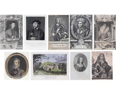 Collection of 18th Century and later prints, to include King George, Queen Elizabeth, Anne Duchess of Albermarle, King Richar