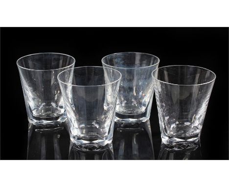 Set of four Lalique glasses, the tapering angled bodies, the bases engraved Lalique R France, (4)