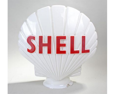 "Shell" petrol pump globe, opaque glass with red enamelled lettering, stamped "Property of Shell - Mex & B.P. Ltd. Returnable