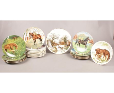Twenty three collectors plates depicting horses - comprising of 'Spode', 'Royal Worcester, W.S George &amp; Royal Vale etc.  
