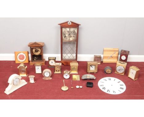 Two boxes of assorted clocks. To include mostly mantle and carriage clocks. Comprising of a 'Smiths' Quartz carriage clock, a