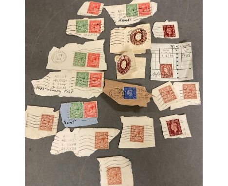 A selection of used vintage UK stamps to include six Penny Reds 