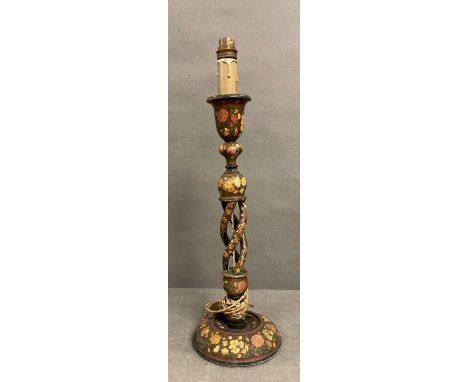 A Kashmir style papier mache hand painted lamp
