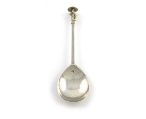 A Charles I West Country silver Apostle spoon, St. Peter, by Thomas Dare I, Taunton circa 1647, fig-shaped bowl, faceted tape