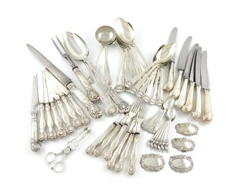 A collection of silver flatware, various dates and makers, comprising: a Victorian Queen's pattern basting spoon, by Messrs. 