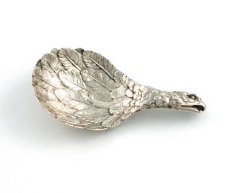 A George III silver eagle's wing caddy spoon, by Joseph Willmore, Birmingham 1814, the handle modelled as the eagle's head, t