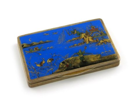 A silver-gilt and enamel cigarette case, by The Goldsmiths and Silversmiths Company, London 1926, rectangular form, the hinge