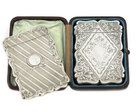 An Edwardian silver card case, by W G Keight &amp; Co, Birmingham 1907, rectangular form, engraved foliate scroll decoration,