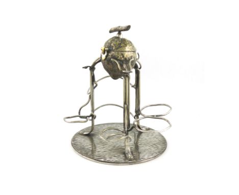 A Victorian electroplated lemon squeezer, by Hukin and Heath, also marked with a registration number, modelled as a lemon, wi