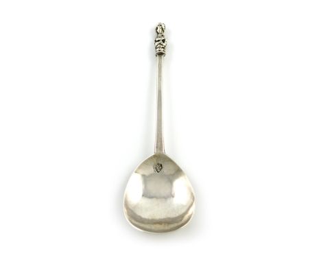 A Charles I silver Aphrodite Transitional Buddha spoon, by John Shinner, Plymouth, circa 1639, fig-shaped bowl, faceted taper