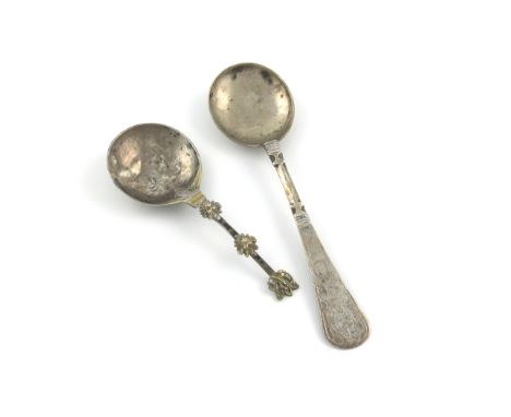 A late 17th century Norwegian silver spoon, by Oluf Jorgensen, Bergen, circa 1677, fig-shaped bowl, faceted tapering handle, 