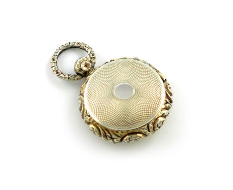 A George III silver-gilt vinaigrette, by Samuel Pemberton, Birmingham 1816, pocket watch form, engine-turned decoration, foli