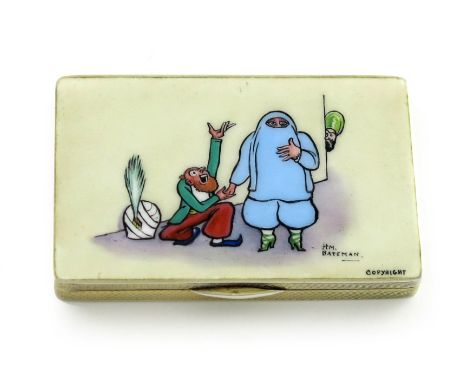 A silver and enamel snuff / cigarette box, import marks for London 1930, importer's mark of H.C. Freeman, and also with Irish