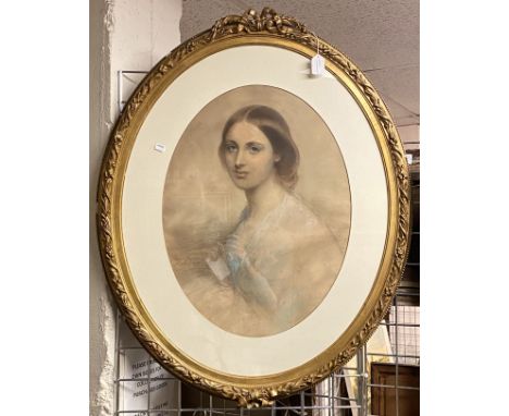 FILIPINO GRISPINI (ACT 1859-1863) WATERCOLOUR - PORTRAIT OF A LADY - SIGNED &amp; DATED 46CM X 61CM