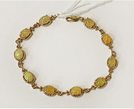 14K GOLD &amp; 10 OPAL BRACELET 