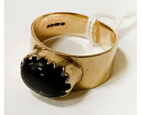 9CT GOLD &amp; ONYX RING SIZE S