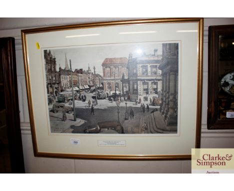 After Leonard Russell Squirrel, coloured print "Our Town in 1933, The Cornhill, Ipswich"