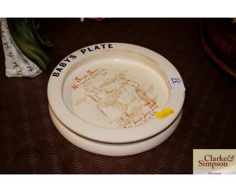 A Carltonware baby's plate with nursery rhyme decoration
