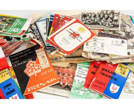 THE RUGBY UNION CLUB HOUSE: LARGE GROUP OF POST-WAR WALES INTERNATIONAL & OTHER PROGRAMMES, some with signatures including Ba