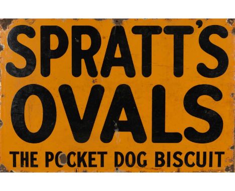 THE ADVERTISING CLUB HOUSE: VINTAGE "SPRATT'S OVALS" ENAMEL SIGN, black lettering on orange ground, further subtitled "The Po