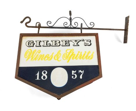 THE ADVERTISING CLUB HOUSE: GILBEY'S WINES & SPIRITS 1857 ILLUMINATED HANGING SIGN, by Burnham and Co (ONYX) Ltd of London, d