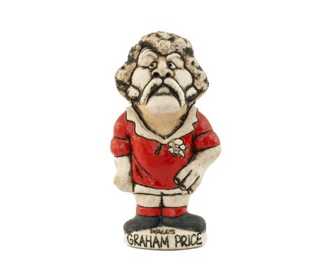 THE RUGBY UNION CLUB HOUSE: GROGG MODEL OF GRAHAM PRICE BY JOHN HUGHES standing on titled base, signed, 15 cmsProvenance: pri