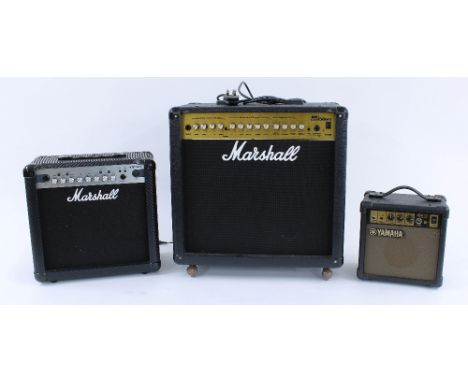 2002 Marshall MG50DFX guitar amplifier, foot switch; together with a Marshall MG15CFX amplifier and a Yamaha GA-10 (3) 