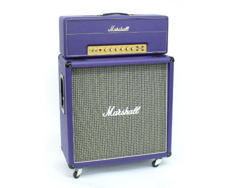 2007 Marshall Model 1959SLP Super Lead 100w MKII guitar amplifier head, made in England, with purple tolex; together with mat