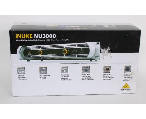 Behringer iNuke NU3000 power amplifier, boxed and sealed; together with a pair of Speakon cables