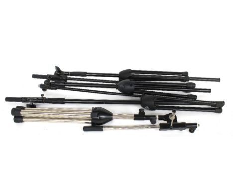 Three K &amp; M microphone stands; together with one other unbranded microphone stand (4)