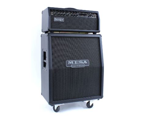 Mesa Boogie Mark IV guitar amplifier head, made in USA, ser. no. IV-009362, with matching 2 x 12 speaker cabinet, FU-3 foot s