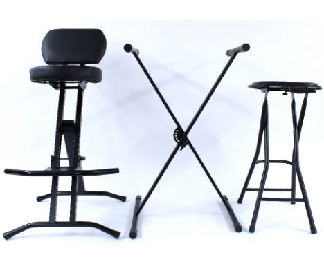 Millenium musicians stool; together with a Millenium keyboard stand and a Kinsman guitar stool (3)