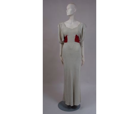 CIRCA 1930'S COTTON LAME COCKTAIL DRESS. This dress was bought in France before WWII. Labelled 'Baroque' , A simple, elegant 