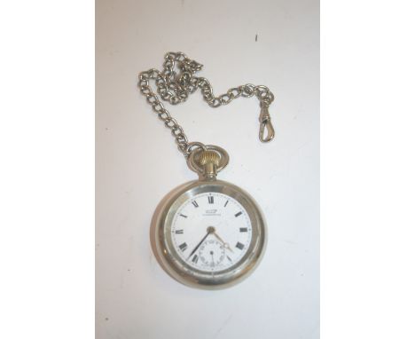 LNER RAILWAY POCKET WATCH - TISSOT a Tissot Antimagnetique pocket watch, with a white enamel dial, black numerals and subsidi