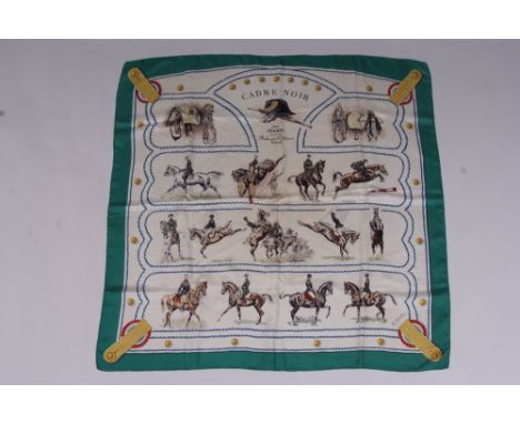 1963 HERMES SCARF CADRE NOIR Silk twill scarf published in 1963. Designed by G. Margot. Hermes - Paris, 90cms x 90cms. (1)