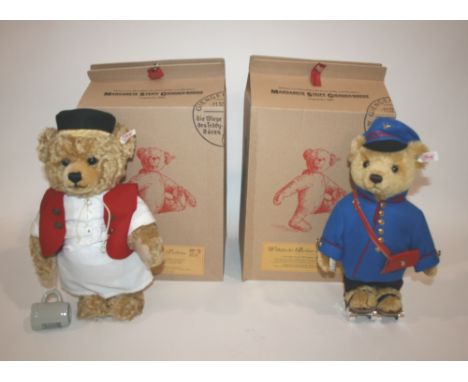 TWO BOXED STEIFF TEDDY BEARS - LIMITED EDITION including Bernard der Postbrau (1050 of 1500 produced), and Wilhelm der Berlin