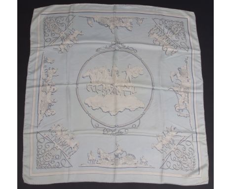 1958 HERMES SILK SCARF - PHAETON Silk twill pale blue scarf Phaeton - Phillipe Ledoux Hermes- Paris. 90cms x 90cms. (1) 