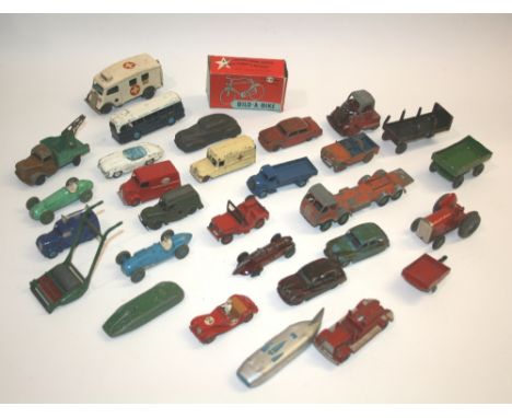 DIE CAST TOYS - DINKY various unboxed die cast toys, including Dinky Toys, Triang Minic, Chad Valley Bild-a-Bike (boxed) etc.