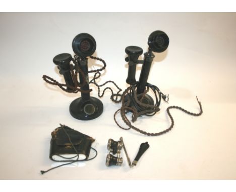 TWO ANTIQUE TELEPHONES two antique candlestick telephones, made in bakelite and metal. Both marked, TE 234, No 22. Also with 